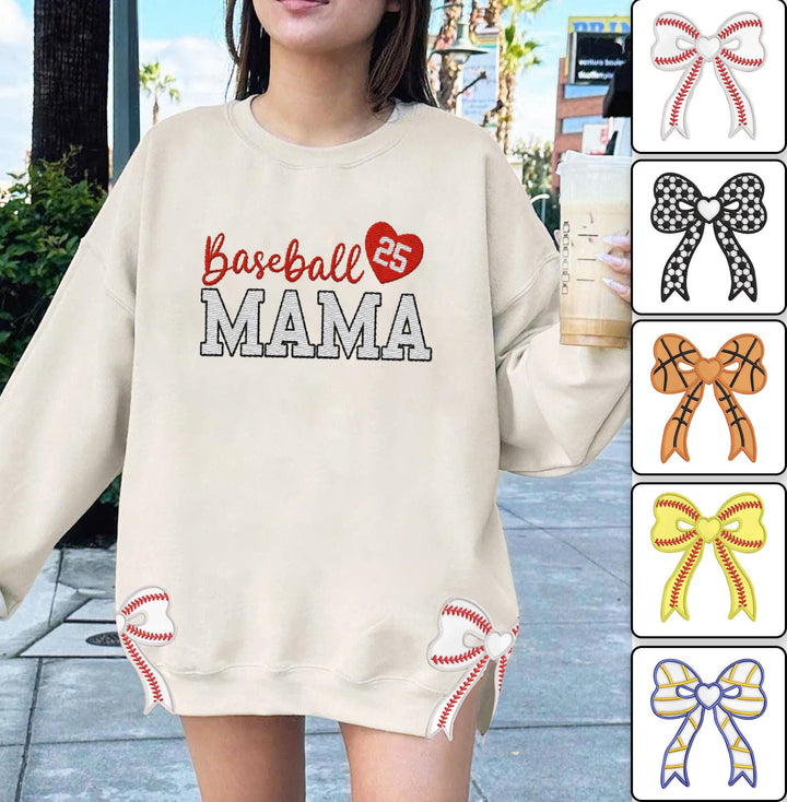 Football Side Bow Embroidery Sweatshirt