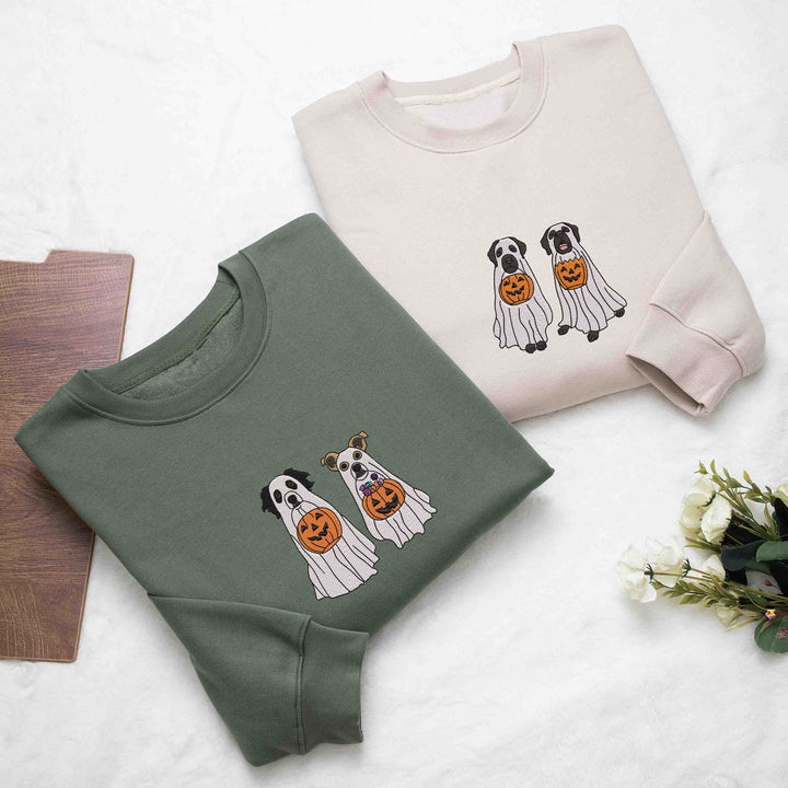 Custom Dog Embroidered Sweatshirt Halloween Ghost Hoodie