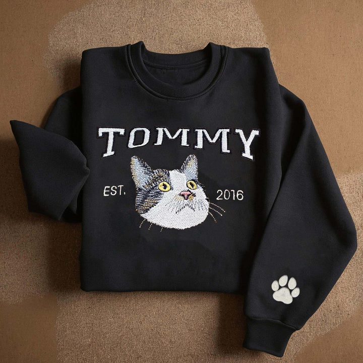 Custom cat hoodie embroidered cat name, cat lover gift