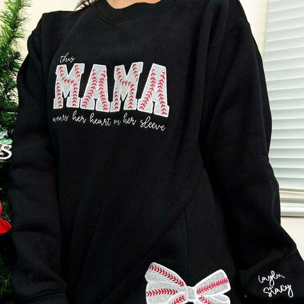 Football Side Bow Embroidery Sweatshirt