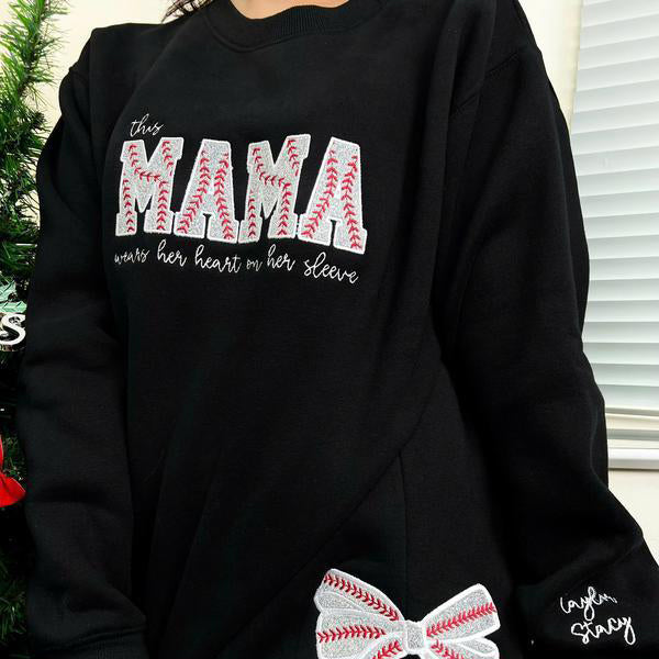 Football Side Bow Embroidery Sweatshirt