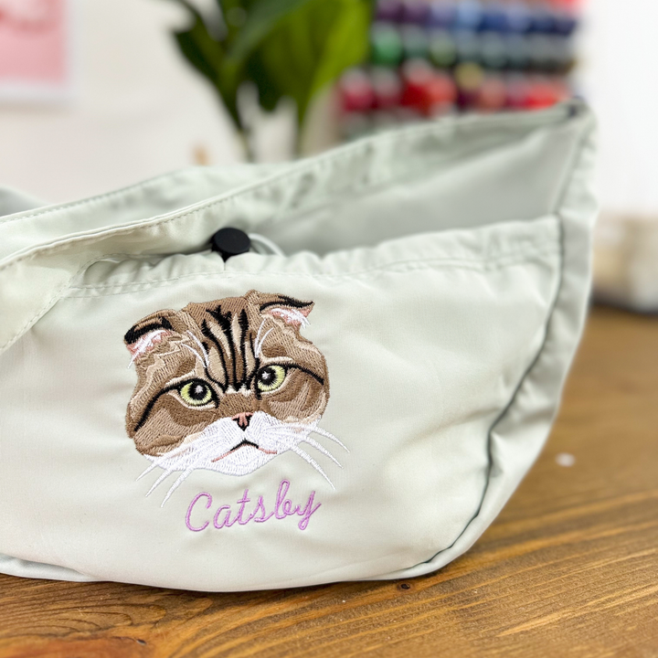 Embroidered Pet Portrait Cross Body Bag