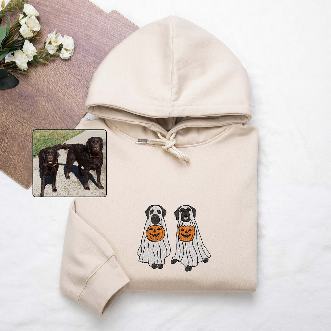 Custom Dog Embroidered Sweatshirt Halloween Ghost Hoodie