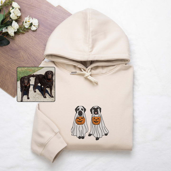 Custom Dog Embroidered Sweatshirt Halloween Ghost Hoodie