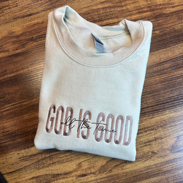 Custom God is Good Embroidered Sweatshirt