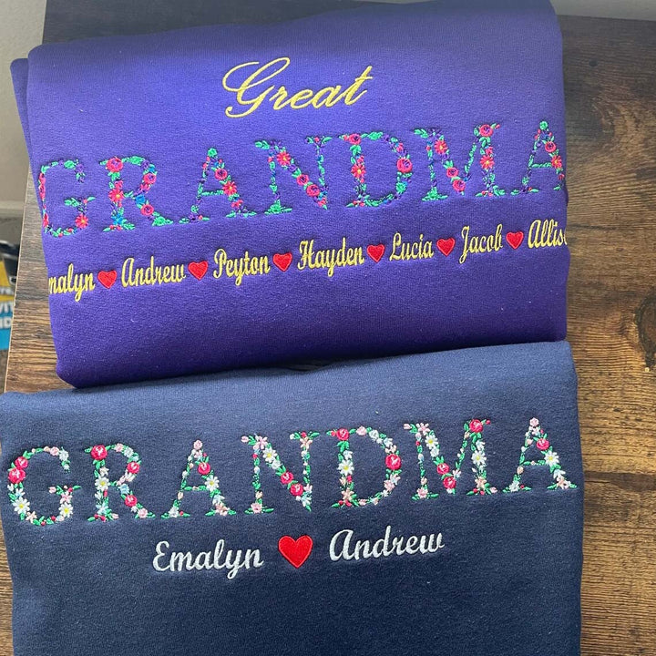 Personalized Embroidered Grandma Sweatshirt
