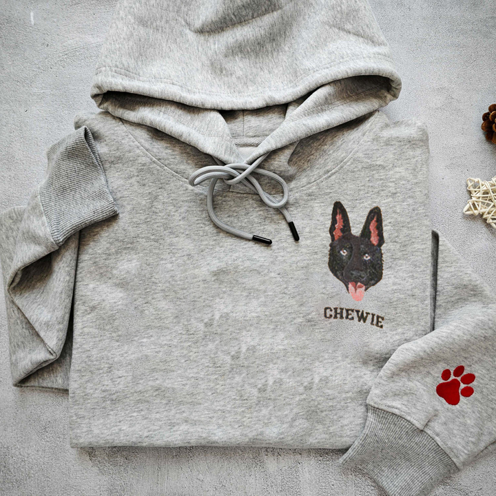 Embroidered Pet Portrait Organic Hoodie Sweatshirt