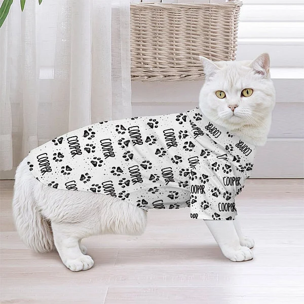 Sweat à capuche personnalisé avec imprimé patte de chien et chat, doux et chaud, avec nom, cadeau d'anniversaire pour amoureux des animaux