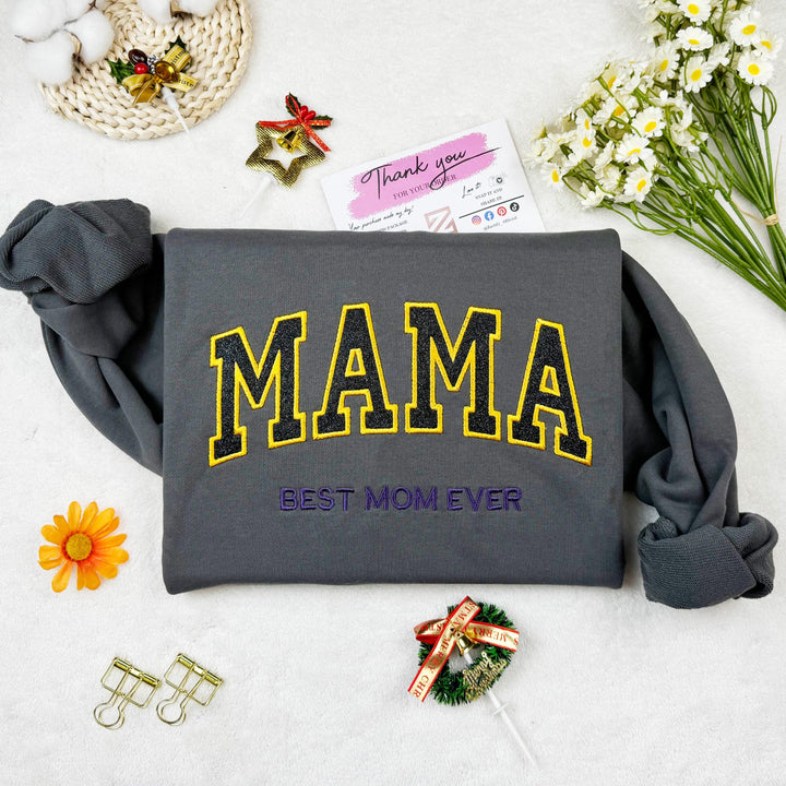 Custom Glitter MAMA Embroidered Sweatshirt