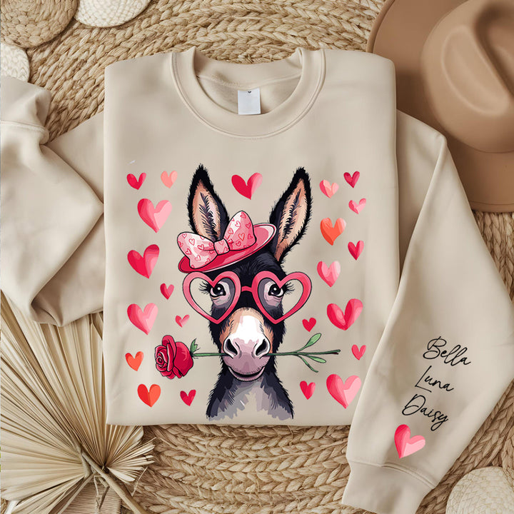 Valentines Day Sublimation Donkey Design Sweatshirt