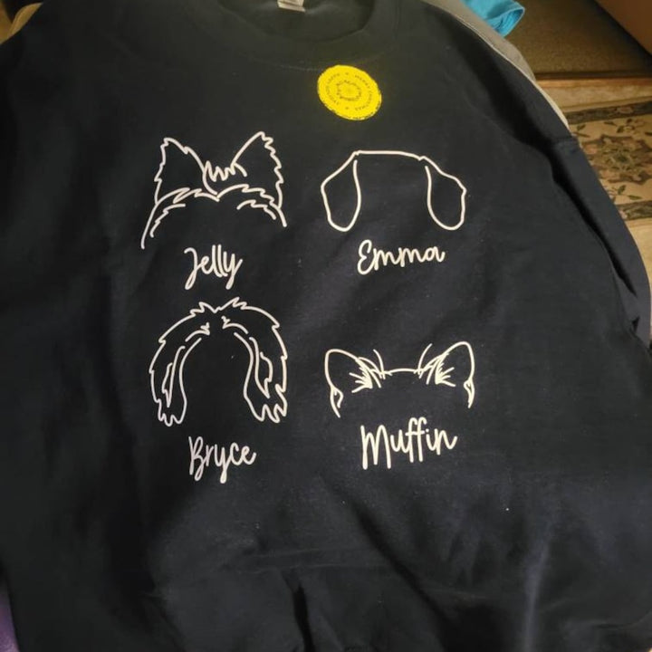 Custom Dog and Cat Sweatshirt Personalized Cat and Dog Ears Sweatshirt