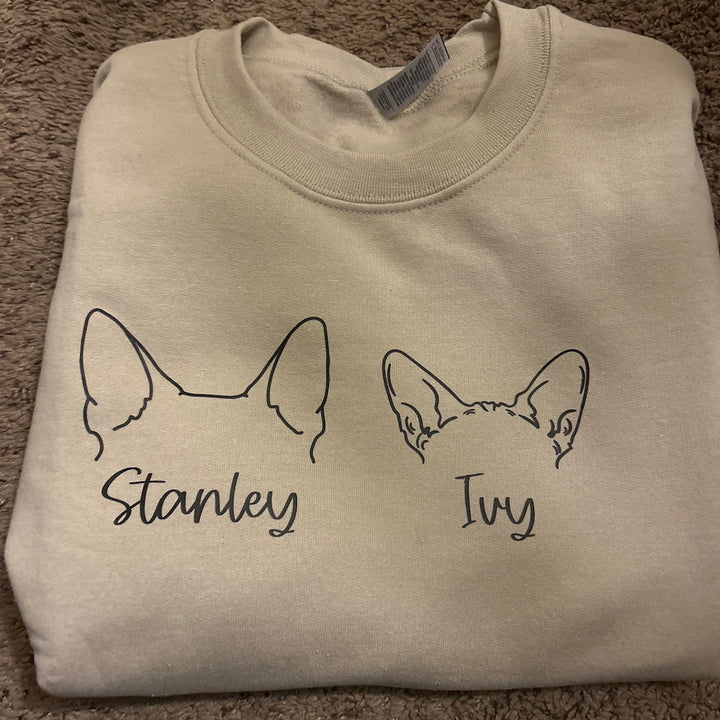 Custom Dog and Cat Sweatshirt Personalized Cat and Dog Ears Sweatshirt