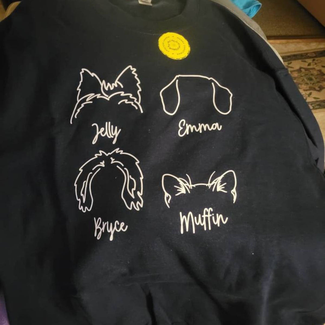 Custom Dog and Cat Sweatshirt Personalized Cat and Dog Ears Sweatshirt