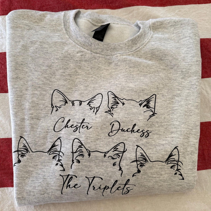 Custom Dog and Cat Sweatshirt Personalized Cat and Dog Ears Sweatshirt