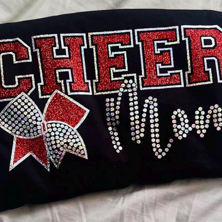 Cheer Mom with Bling Faux Rhinestones Sweatshirt