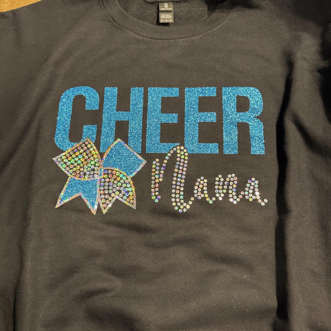 Cheer Mom with Bling Faux Rhinestones Sweatshirt