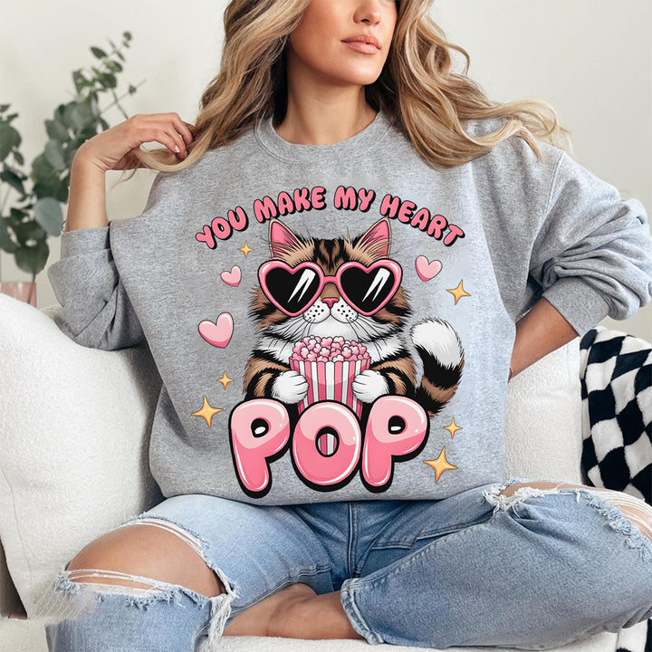Du bringst mein Herz zum Knallen, Katzen-Valentinstag-Sweatshirt