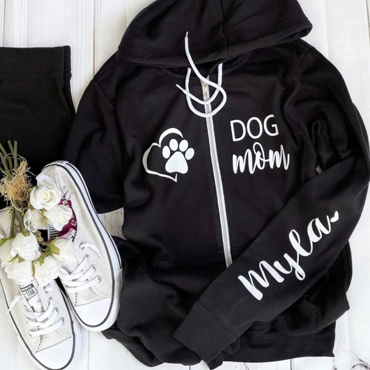 Dog Mom Full Zip Up Sweatshirt