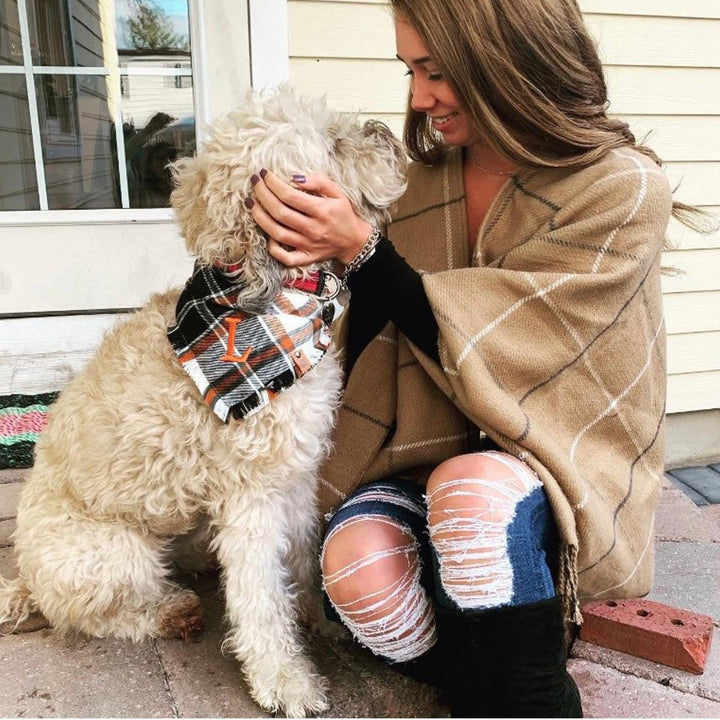 Flannel dog bandana dog gift Fall scarf dog thanksgiving dog bandana fall dog scarf dog fringed bandana plaid dog Halloween bandana frayed