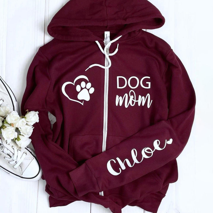 Dog Mom Full Zip Up Sweatshirt
