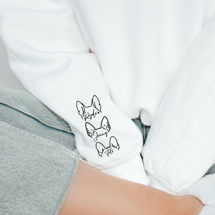 Dog Mama Zip Up with Dog Ear and Name on sleeve