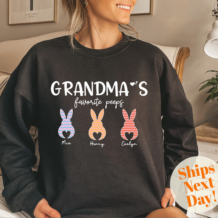 Custom Grandma Easter Sweatshirt with Kids Names, Easter Nana Sweatshirt
