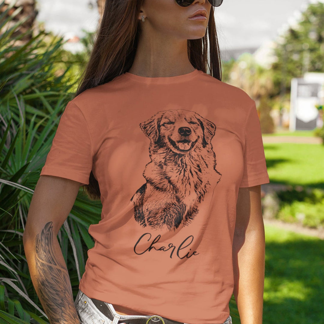 Custom Pet Shirt from Photo and Name, Personalized dog Portrait T Shirt