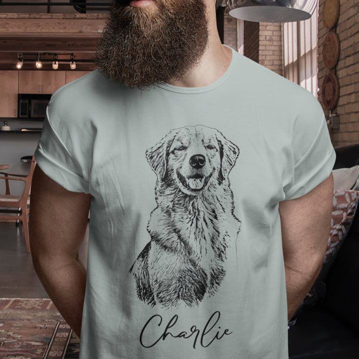 Custom Pet Shirt from Photo and Name, Personalized dog Portrait T Shirt
