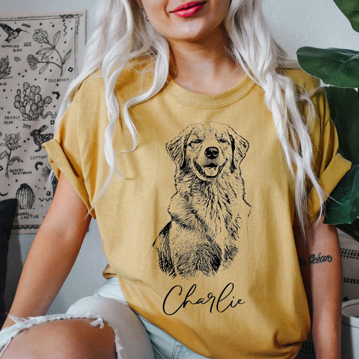 Custom Pet Shirt from Photo and Name, Personalized dog Portrait T Shirt