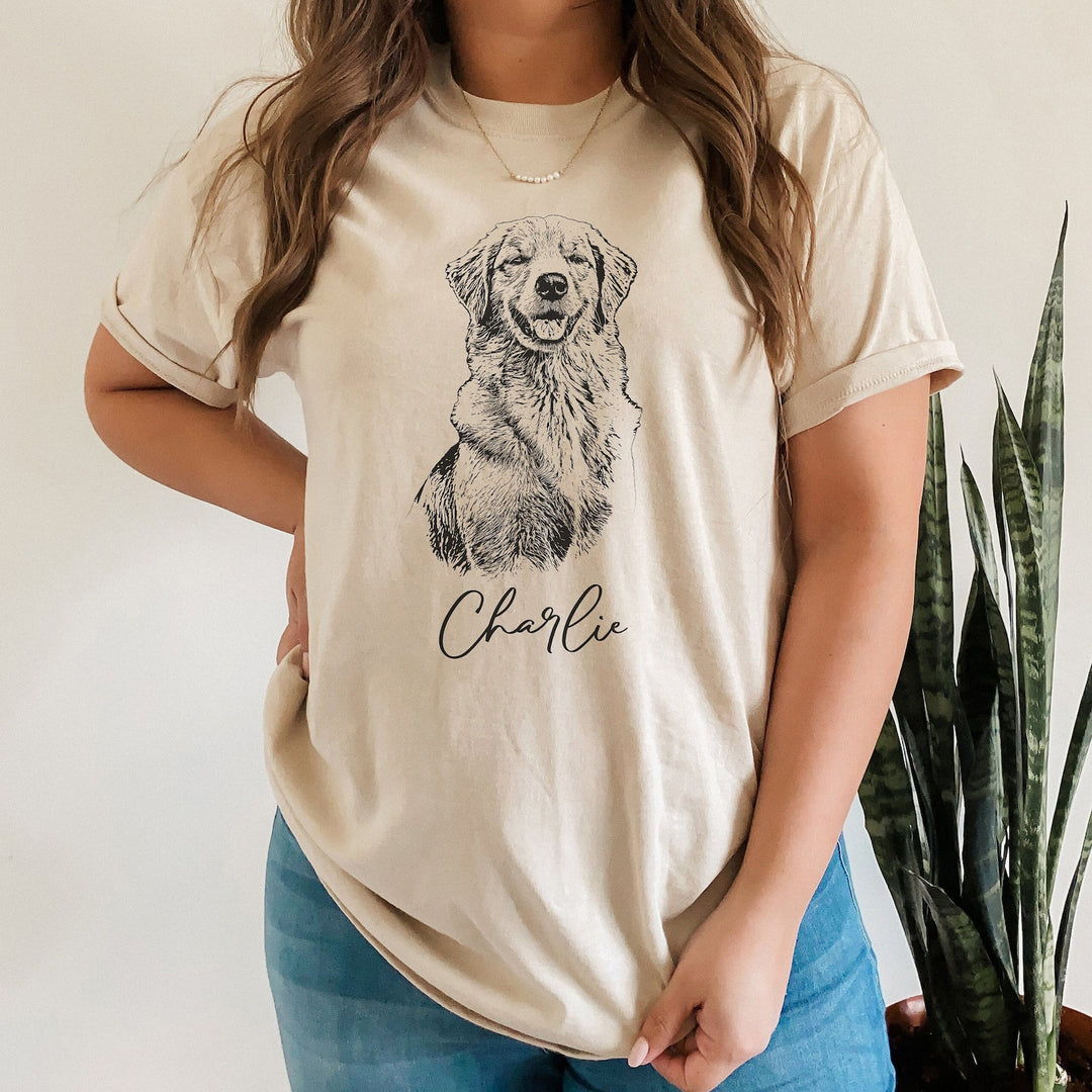 Custom Pet Shirt from Photo and Name, Personalized dog Portrait T Shirt