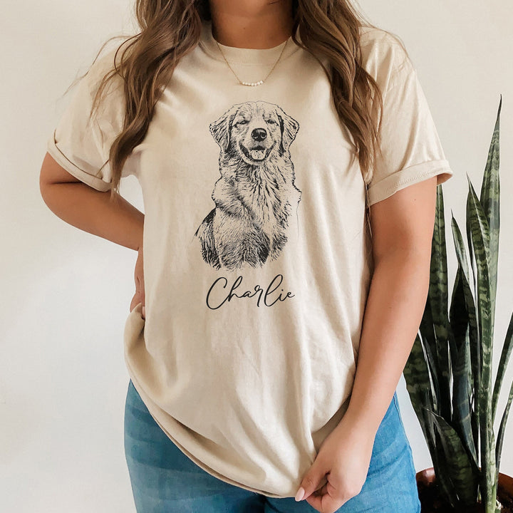 Custom Pet Shirt from Photo and Name, Personalized dog Portrait T Shirt