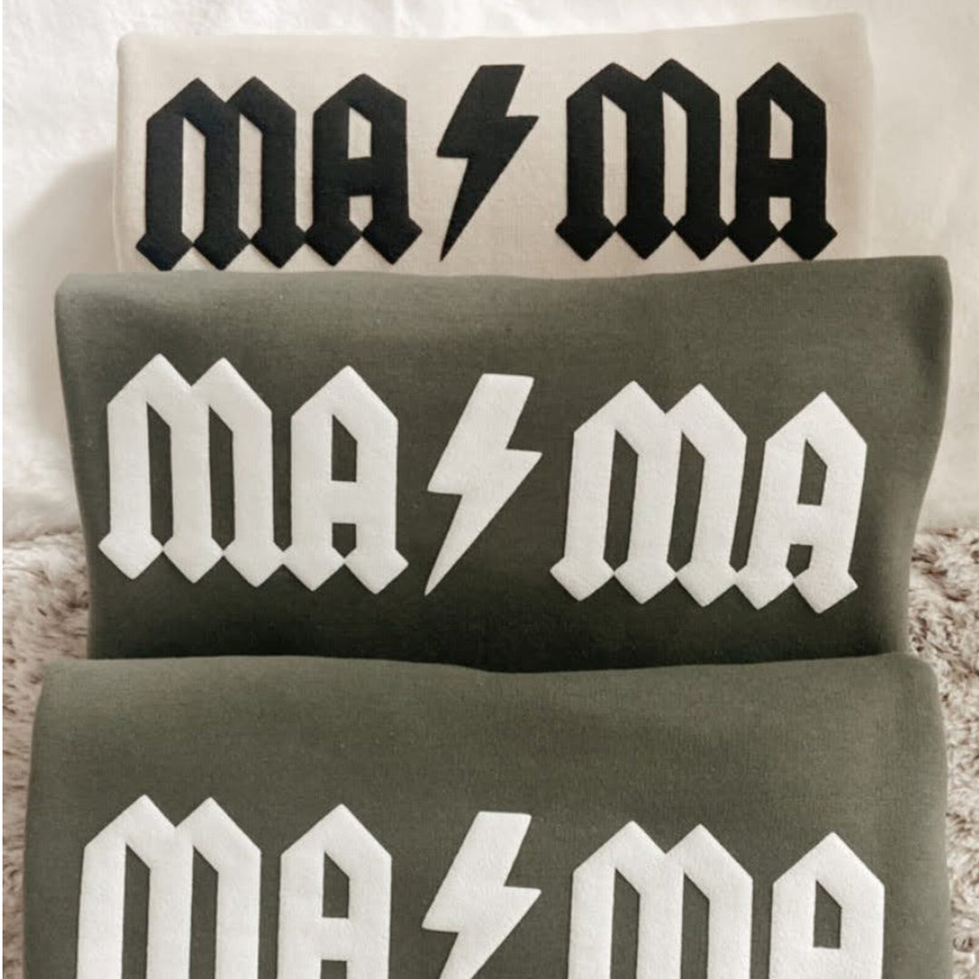 Personalized Puff vinyl Mama Crewneck, gift for Mom with kids name on sleeve
