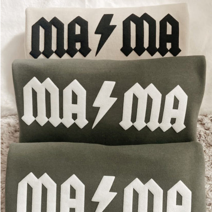 Personalized Puff vinyl Mama Crewneck, gift for Mom with kids name on sleeve