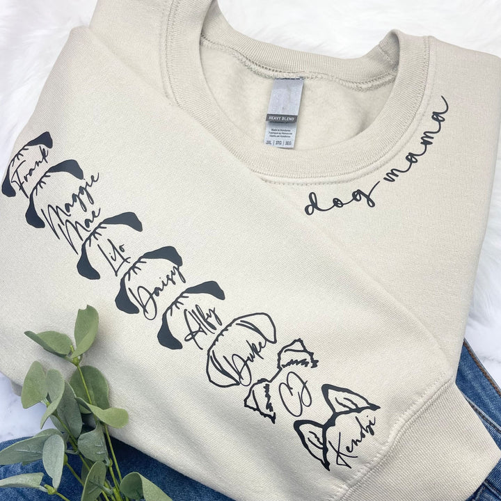 Dog Mama Zip Up with Dog Ear and Name on sleeve