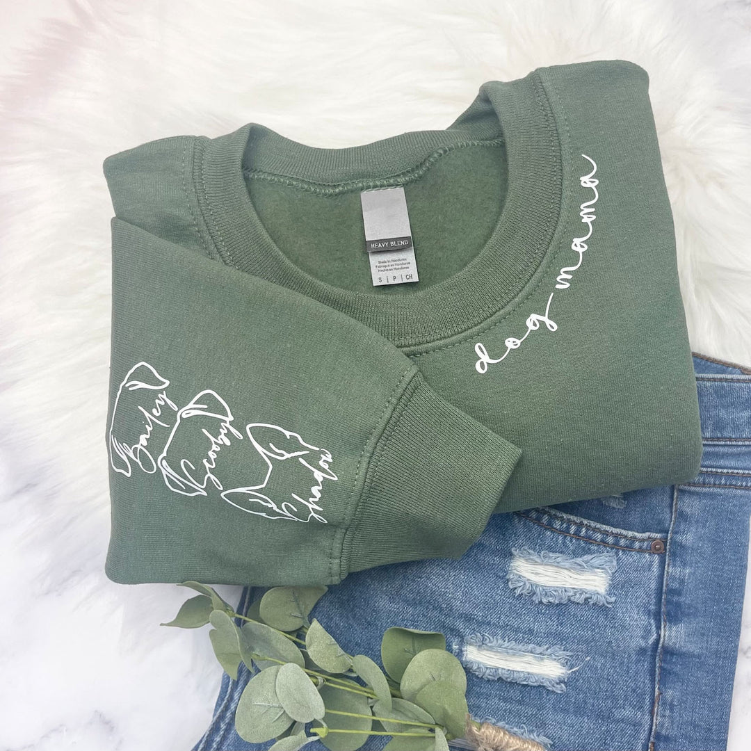 Dog Mama Zip Up with Dog Ear and Name on sleeve