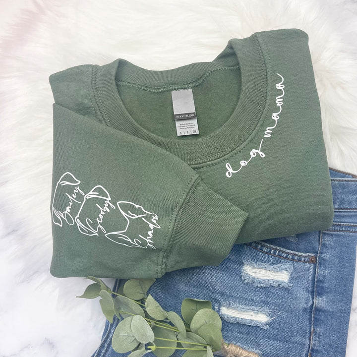 Dog Mama Zip Up with Dog Ear and Name on sleeve