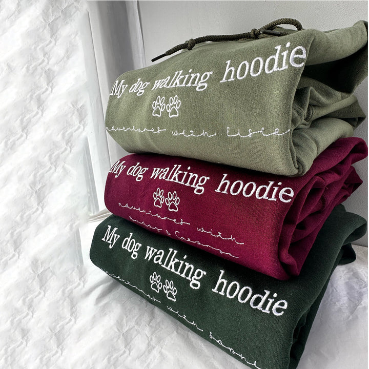 Embroidered Personalised Dog Walking Hoodie - Dog Lover Gift