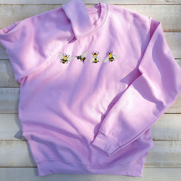 Custom Bees Embroidered Sweatshirt Gift, Embroidered Bees Sweater