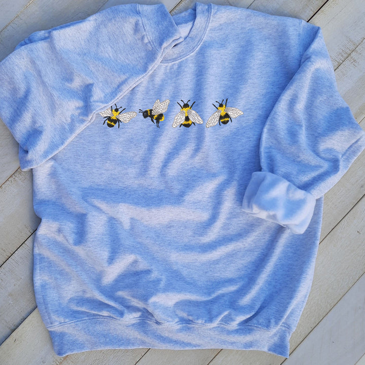 Custom Bees Embroidered Sweatshirt Gift, Embroidered Bees Sweater