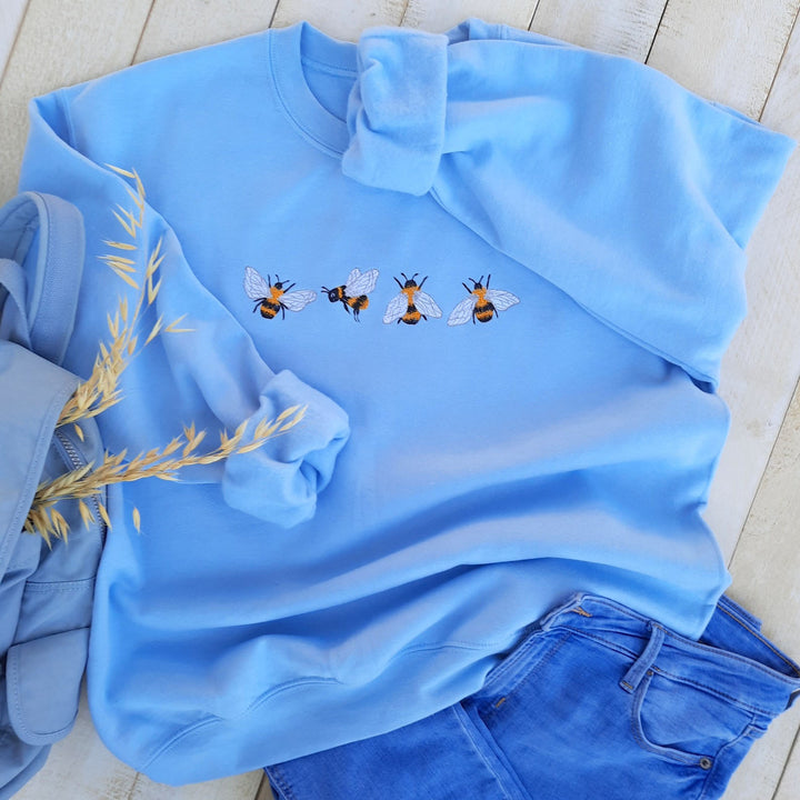 Custom Bees Embroidered Sweatshirt Gift, Embroidered Bees Sweater