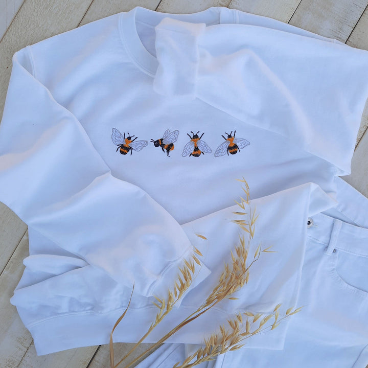 Custom Bees Embroidered Sweatshirt Gift, Embroidered Bees Sweater