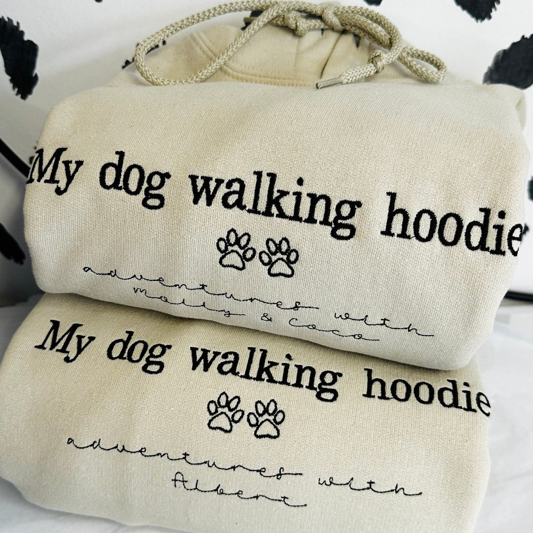 Embroidered Personalised Dog Walking Hoodie - Dog Lover Gift