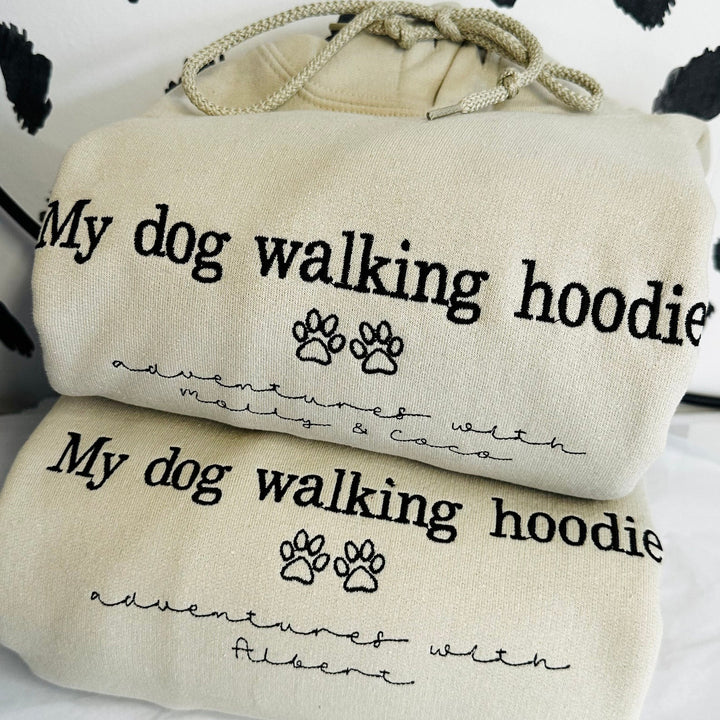 Embroidered Personalised Dog Walking Hoodie - Dog Lover Gift