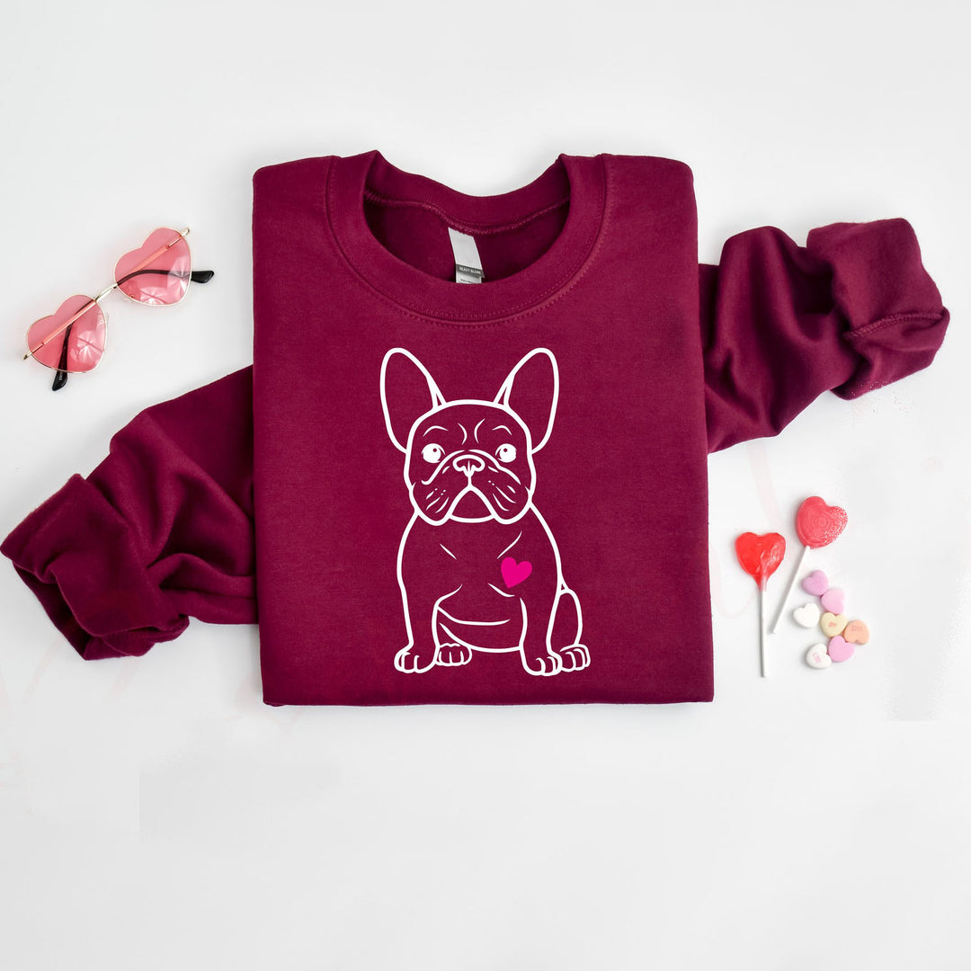 French Bulldog Heart Sweatshirt, Frenchie Lover Hoodie