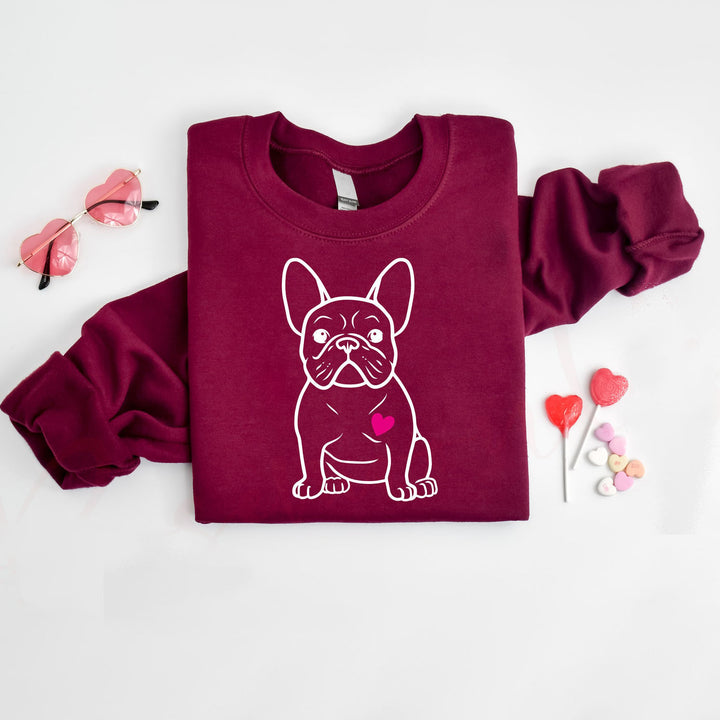 French Bulldog Heart Sweatshirt, Frenchie Lover Hoodie