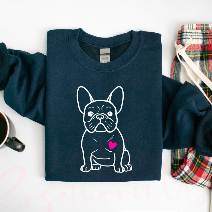 French Bulldog Heart Sweatshirt, Frenchie Lover Hoodie