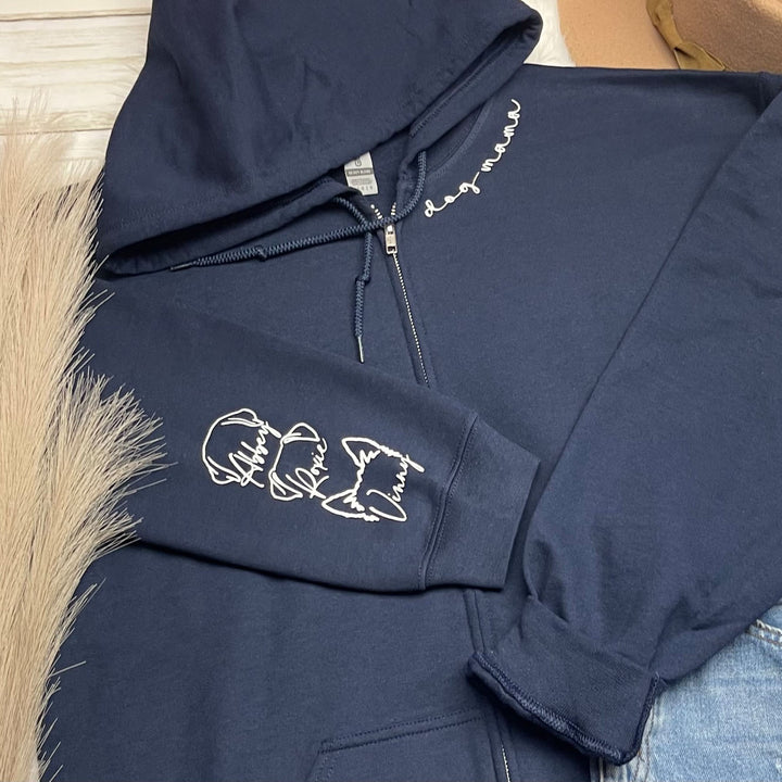 Dog Mama Zip Up with Dog Ear and Name on sleeve