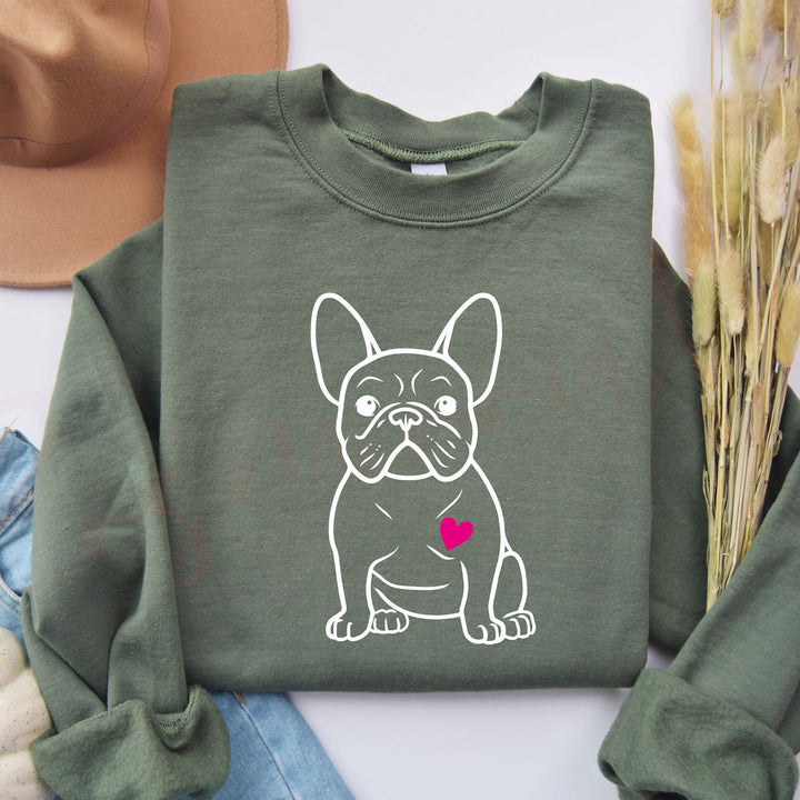 French Bulldog Heart Sweatshirt, Frenchie Lover Hoodie
