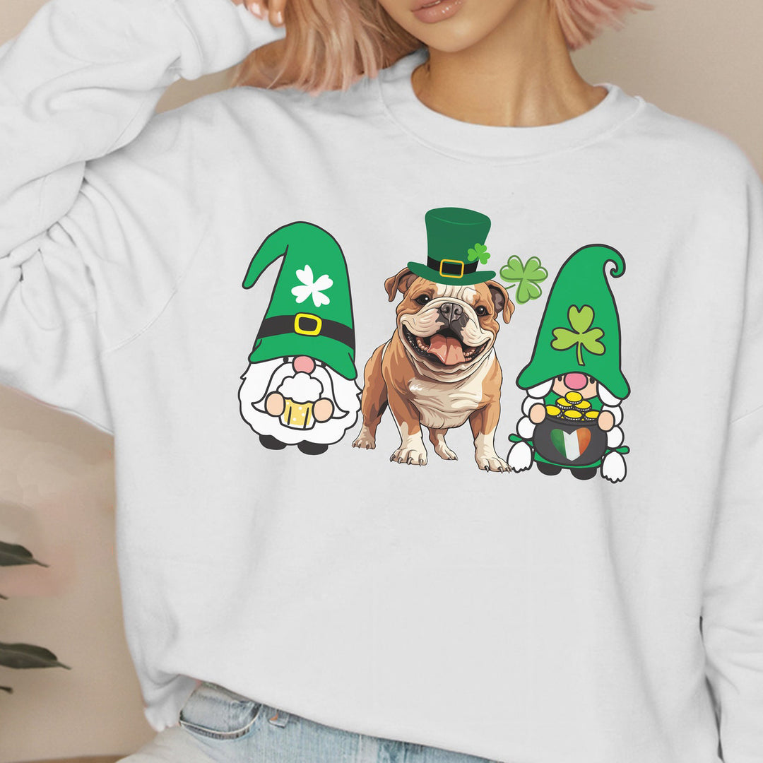 Trendy English Bulldog Gnome St Patrick's Shirt for Dog Mom Dad