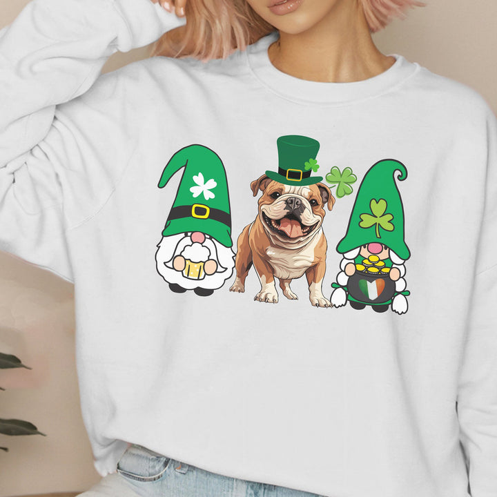 Trendy English Bulldog Gnome St Patrick's Shirt for Dog Mom Dad